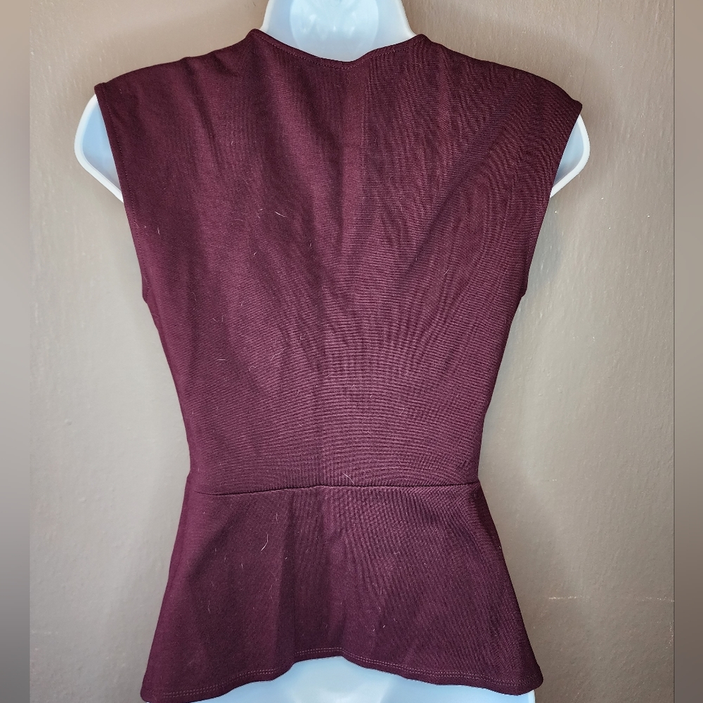 Bailey 44 Legacy of Terror Faux Leather Peplum Top Burgundy - Picture 3 of 4
